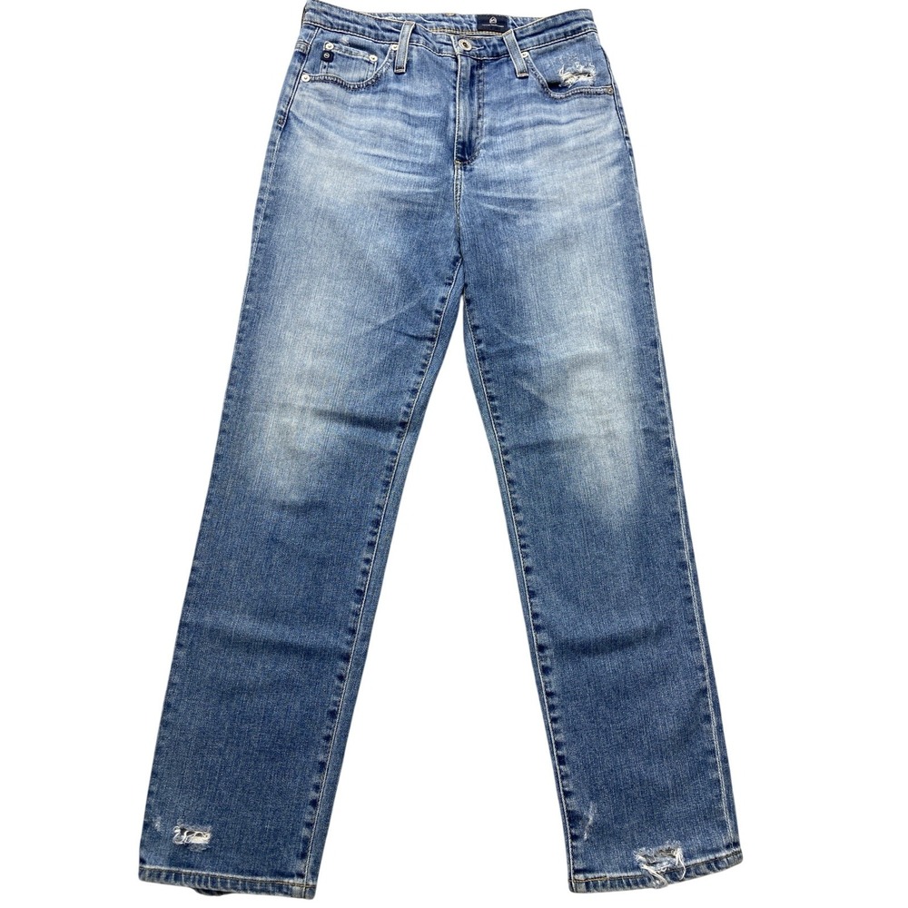 AG Adriano Goldschmied Jeans Womens 27x29 Blue Distressed Mid Rise Straight‎